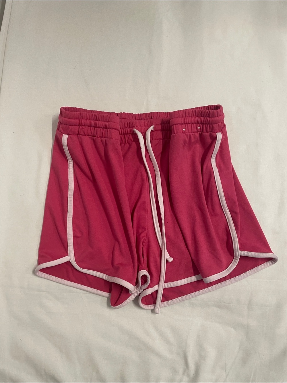 refuge Hot Pink Athletic Running Shorts with White Trim Retro 70s Barbie LG